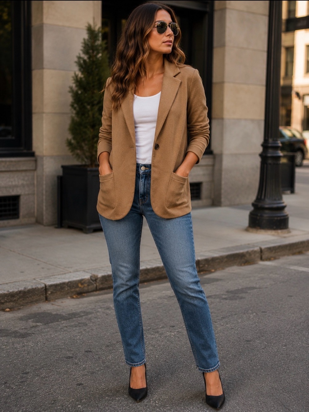 J. Crew Camel Knit Blazer Cardigan